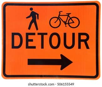 Bike Pedestrian Detour Sign Left Arrow Stock Vector (Royalty Free) 2399673849 | Shutterstock
