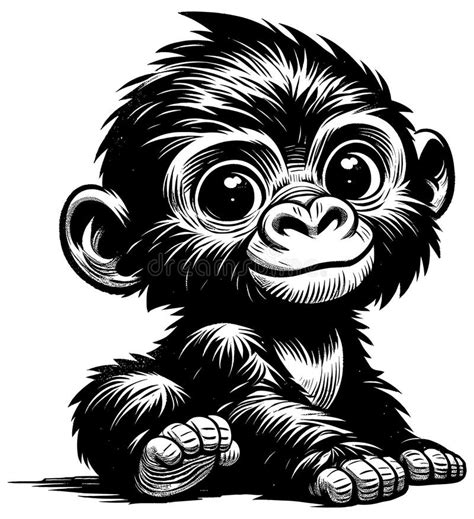 Baby Gorilla Linocut stock vector. Illustration of mammal - 310438610