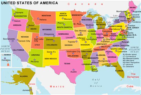 United States and Capitals Map – 50states