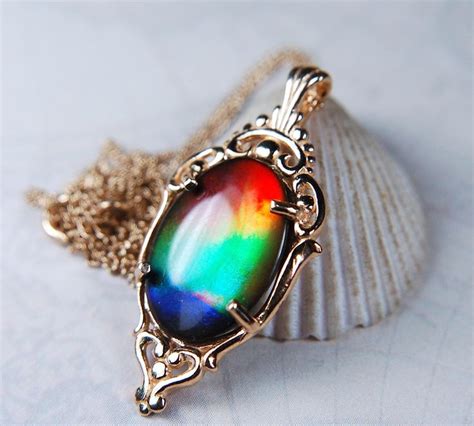 Gorgeous Grade AA Multicolour ammolite Pendant in 14k Gold. - Ammolite ...