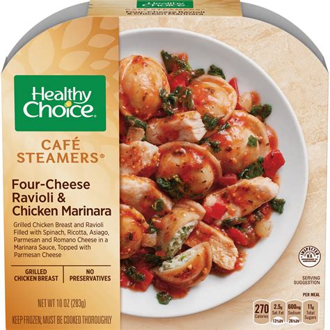 Healthy Choice Cafe Steamers Frozen Dinner Four Cheese Ravioli ...