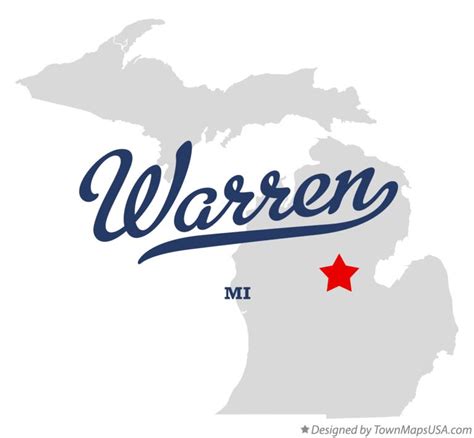 Map of Warren, Midland County, MI, Michigan