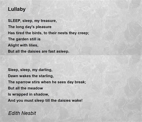 Lullaby Poem by Edith Nesbit - Poem Hunter