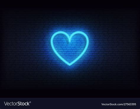 Heart neon sign glowing bright blue Royalty Free Vector