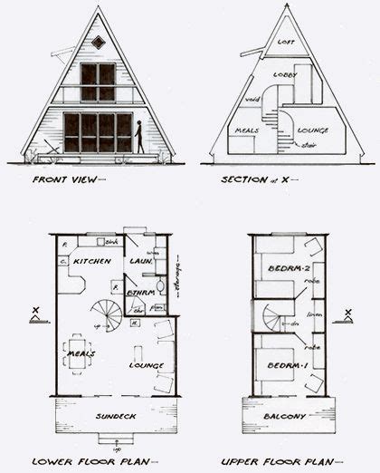 A-frame cottage plans for a guest house/ temp house | Casas em estilo chalé, Planta de chalé ...