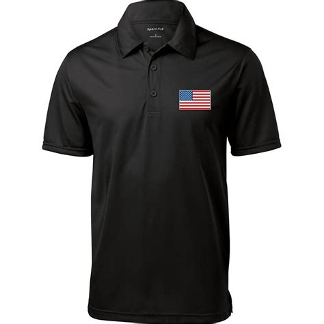 Buy Cool Shirts - Mens USA Patriotic American Flag (Pocket Print) Polo Shirt - 4XL Black ...