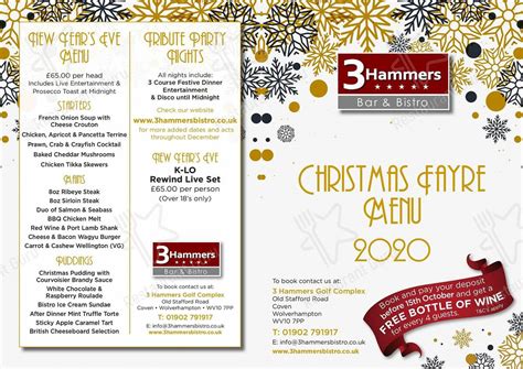 Menu at 3 Hammers Bar & Bistro, Wolverhampton