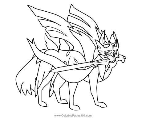 Zacian Pokemon Coloring Page for Kids - Free Pokemon Printable Coloring ...