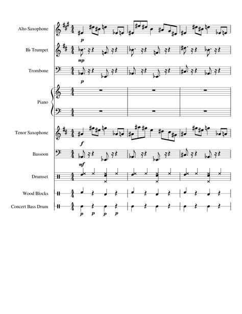 sans. Sheet music for Piano, Trumpet (In B Flat), Trombone, Drum Group ...