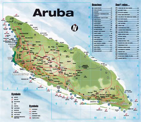 Tourist map of Aruba. | Aruba map, Aruba travel, Aruba vacations