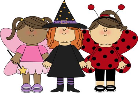 Cute Halloween Clip Art | Girl Trick or Treaters Clip Art Image - girls dressed in Halloween ...