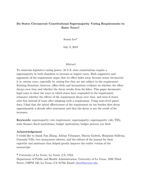 (PDF) Do States Circumvent Supermajority Voting Requirements to Raise Taxes?