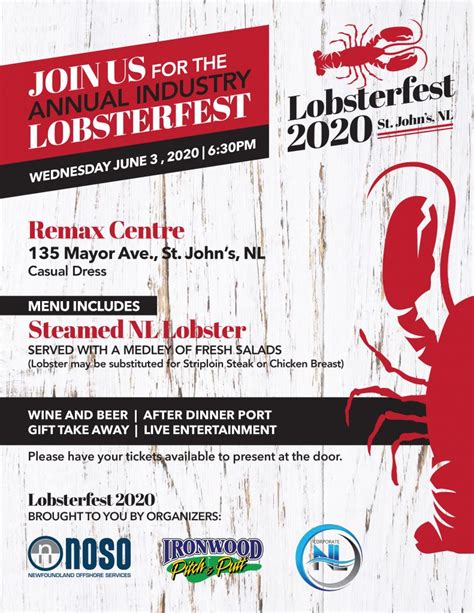 Lobsterfest tickets now available for purchase! - Energy NL