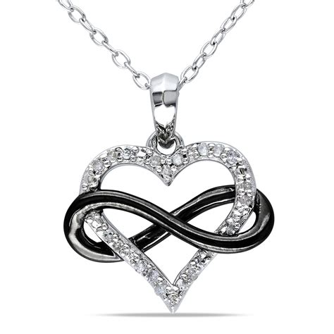 Diamore 1/10 CTTW Diamond Heart Infinity Necklace in Sterling Silver with Black Rhodium