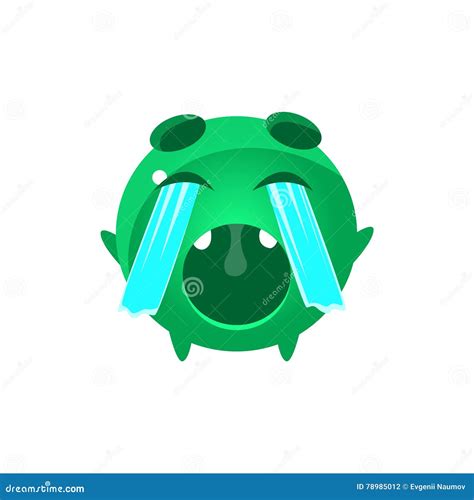 Crying Out Loud Round Character Emoji Stock Vector - Illustration of sticker, green: 78985012