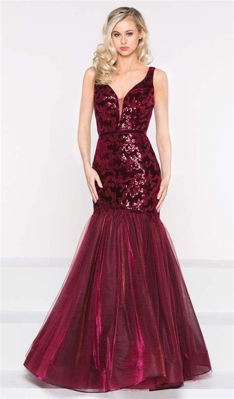 Colors Dress - 2023 Sequined Velvet Deep V-neck Trumpet Dress ...