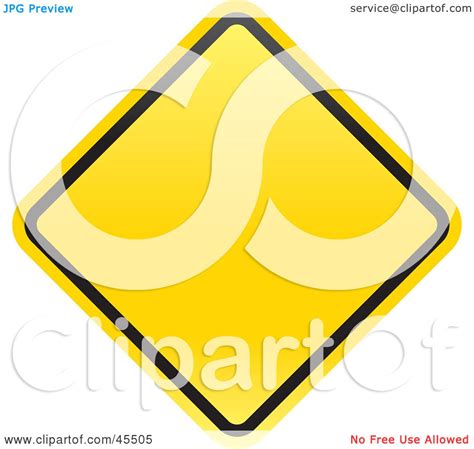 Royalty-free (RF) Clipart Illustration of a Blank Yellow Diamond Shaped Warning Sign With A ...