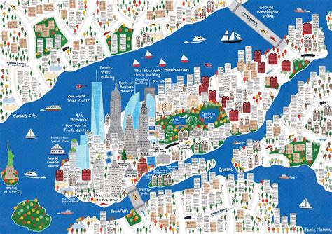 Pin by Stephanie Mullins on Illustration | New york city map, City maps illustration ...