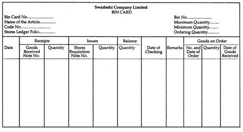 Bin Cards for Inventory Definition, Sample & Format Template