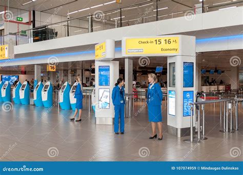 AMSTERDAM, NETHERLAND - OCTOBER 18, 2017: International Amsterdam Airport Schiphol Interior With ...