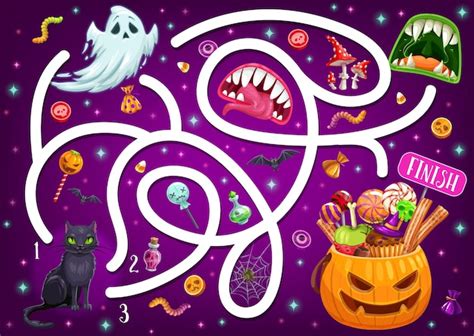 Premium Vector | Halloween maze for preschool children