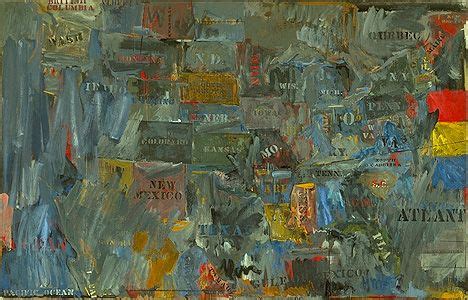 Jasper Johns. Map. 1963. Encaustic and collage on canvas 60 x 93" (152. ...