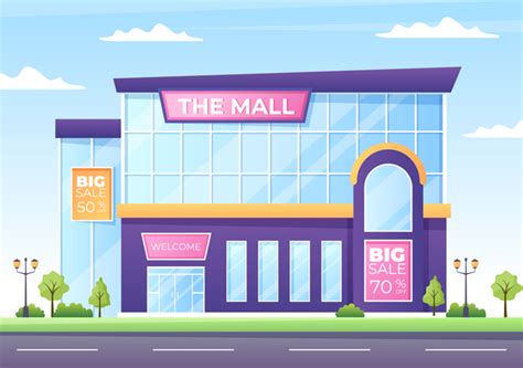 Best Premium Shopping Mall Building Illustration download in PNG & Vector format