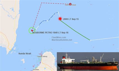 Aframax tanker disabled by fire, anchored, Java sea