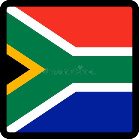 Flag of RSA in the Shape of Square with Contrasting Contour, Social Media Communication Sign ...