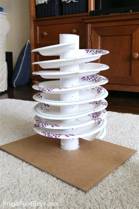 How to Build a Paper Plate Spiral Marble Track - Frugal Fun For Boys and Girls | Marble tracks ...