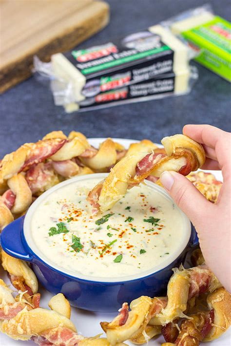 Bacon Wrapped Breadsticks with Queso | RecipeLion.com