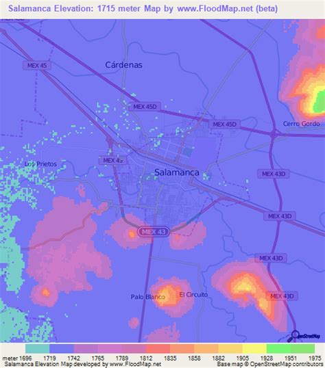 Elevation of Salamanca,Mexico Elevation Map, Topography, Contour