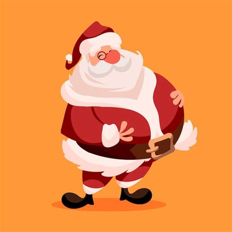 Premium Vector | Fat funny happy santa claus holding his belly in ...