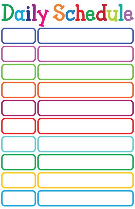 Daily Schedule Laminated Chart