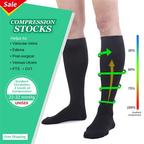 Medical Compression Socks Support Varicose Veins Closed Toe Stockings ...