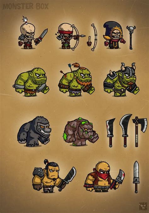 Monster Cartoon Characters RPG 1 | Game character design, Game concept art, Character design