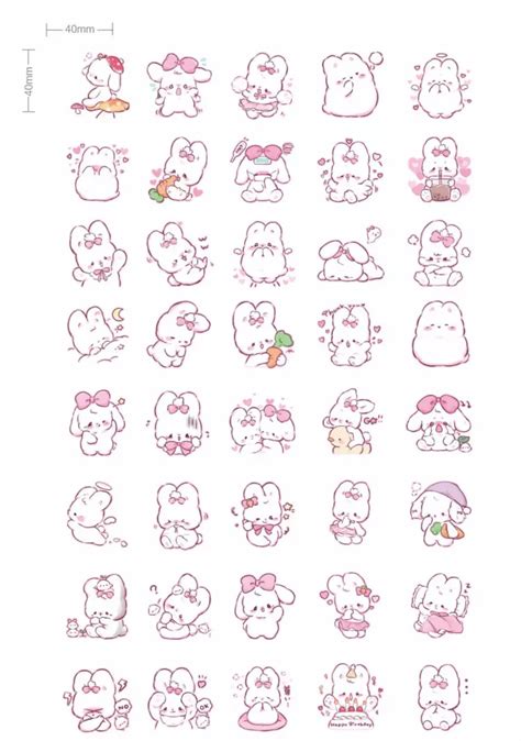 Kawaii Bunny Stickers Planner Stickers Scrapbook Stickers | Etsy