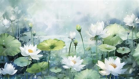 Premium AI Image | White lotus flower watercolor background