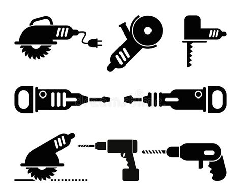 Electric Tools Vector Icon Set Stock Vector - Illustration of held ...