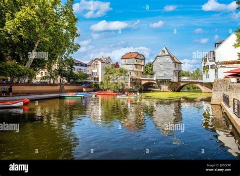 Bridge houses in Bad Kreuznach from 1495, on the bridge over the ...