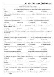 WORD FORM EXERCISES - ESL worksheet by vanythien