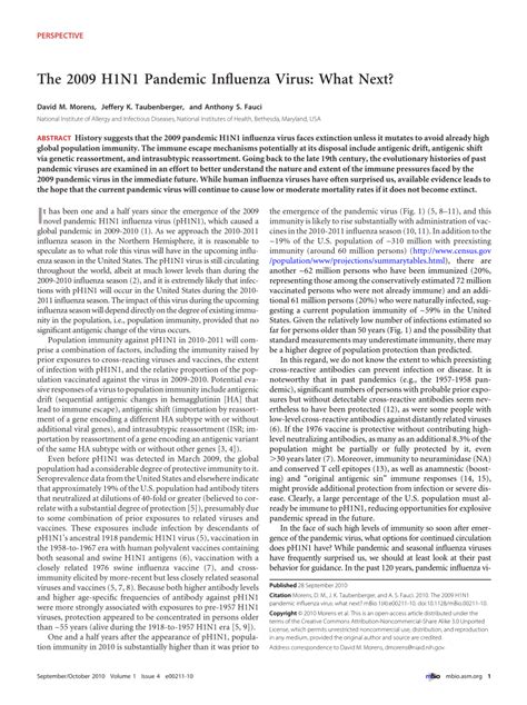 (PDF) The 2009 H1N1 Pandemic Influenza Virus: What Next?