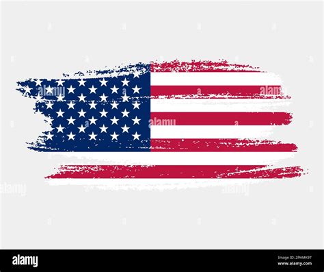 Artistic grunge brush flag of United States isolated on white ...