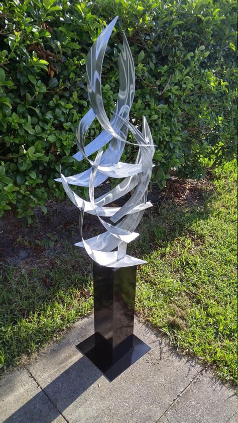 "Contemporary Abstract Metal Indoor Outdoor Sculpture Large Silver ...