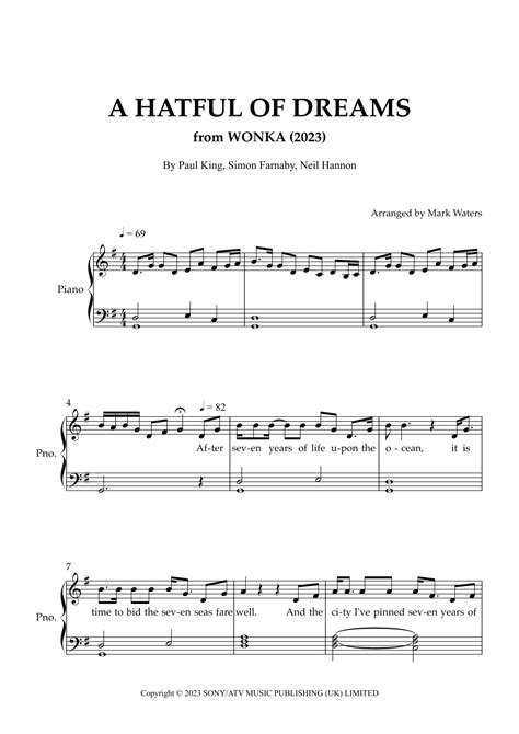 A Hatful Of Dreams (arr. Mark Waters) by Paul King Sheet Music for Easy Piano at Sheet Music Direct