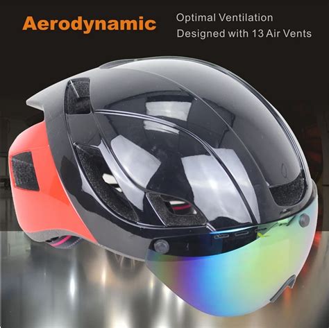 Black Aero Road Bike Helmet With Detachable Goggles Shield Visor Un ...