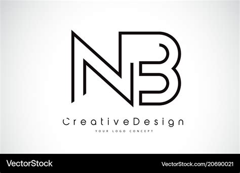 Nb n b letter logo design in black colors Vector Image