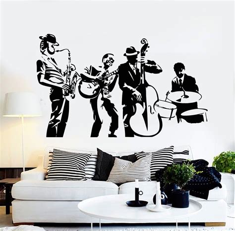 Vinyl Wall Decal Jazz Band Musical Art Music Decor Stickers Mural Uniq ...