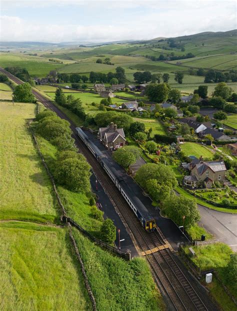 Aerial image - Horton-in-Ribblesdale railway station on the Settle ...