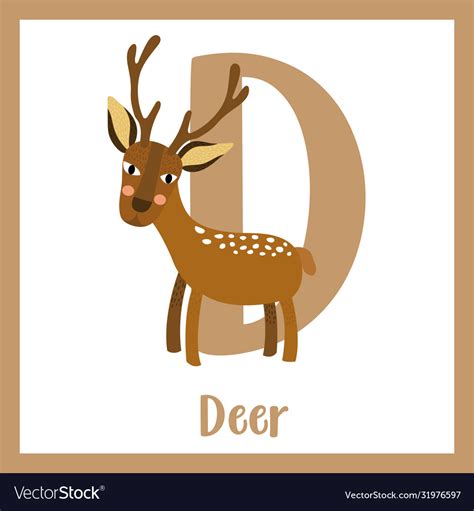 Letter d vocabulary deer Royalty Free Vector Image